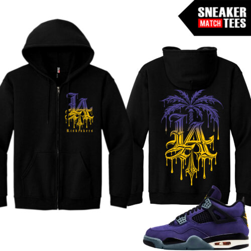 Lakers 4s Sneaker Match Zip Up Hoodies Black LA Risktakers
