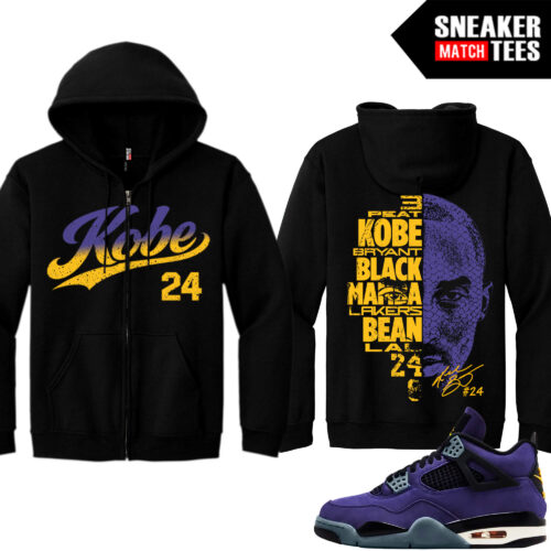 Lakers 4s Sneaker Match Zip Up Hoodies Black MAMBA Big Face