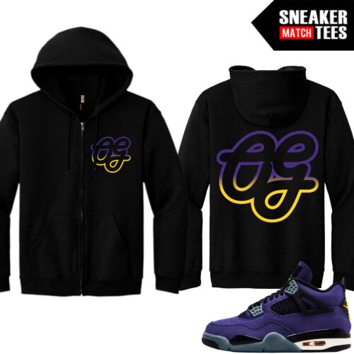 Lakers 4s Sneaker Match Zip Up Hoodies Black OG Script