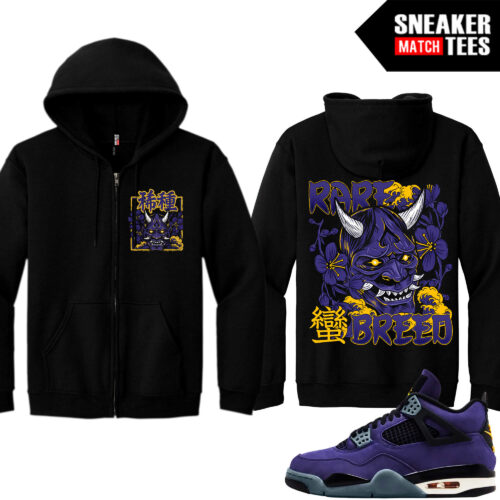 Lakers 4s Sneaker Match Zip Up Hoodies Black Rare Breed