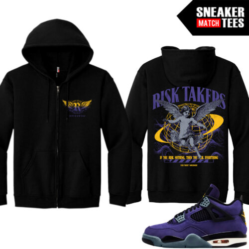 Lakers 4s Sneaker Match Zip Up Hoodies Black Risktakers Worldwide