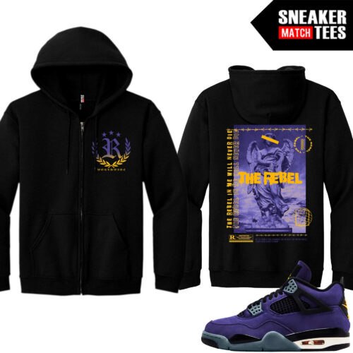 Lakers 4s Sneaker Match Zip Up Hoodies Black The REBEL