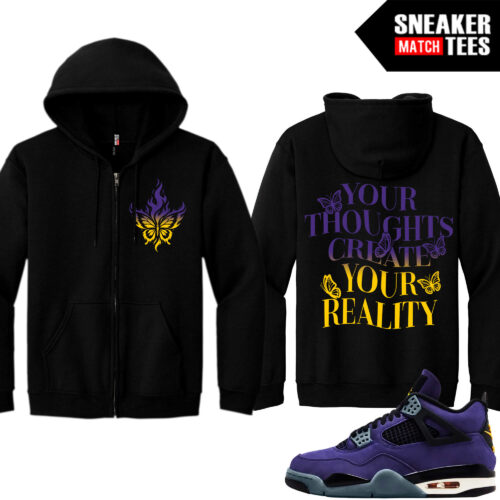Lakers 4s Sneaker Match Zip Up Hoodies Black Thoughts