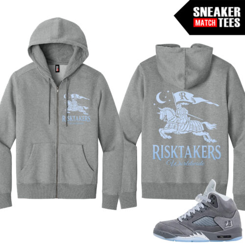 Wolf Grey 5s Sneaker Match Zip Up Hoodie Steel Grey Risktakers Knight