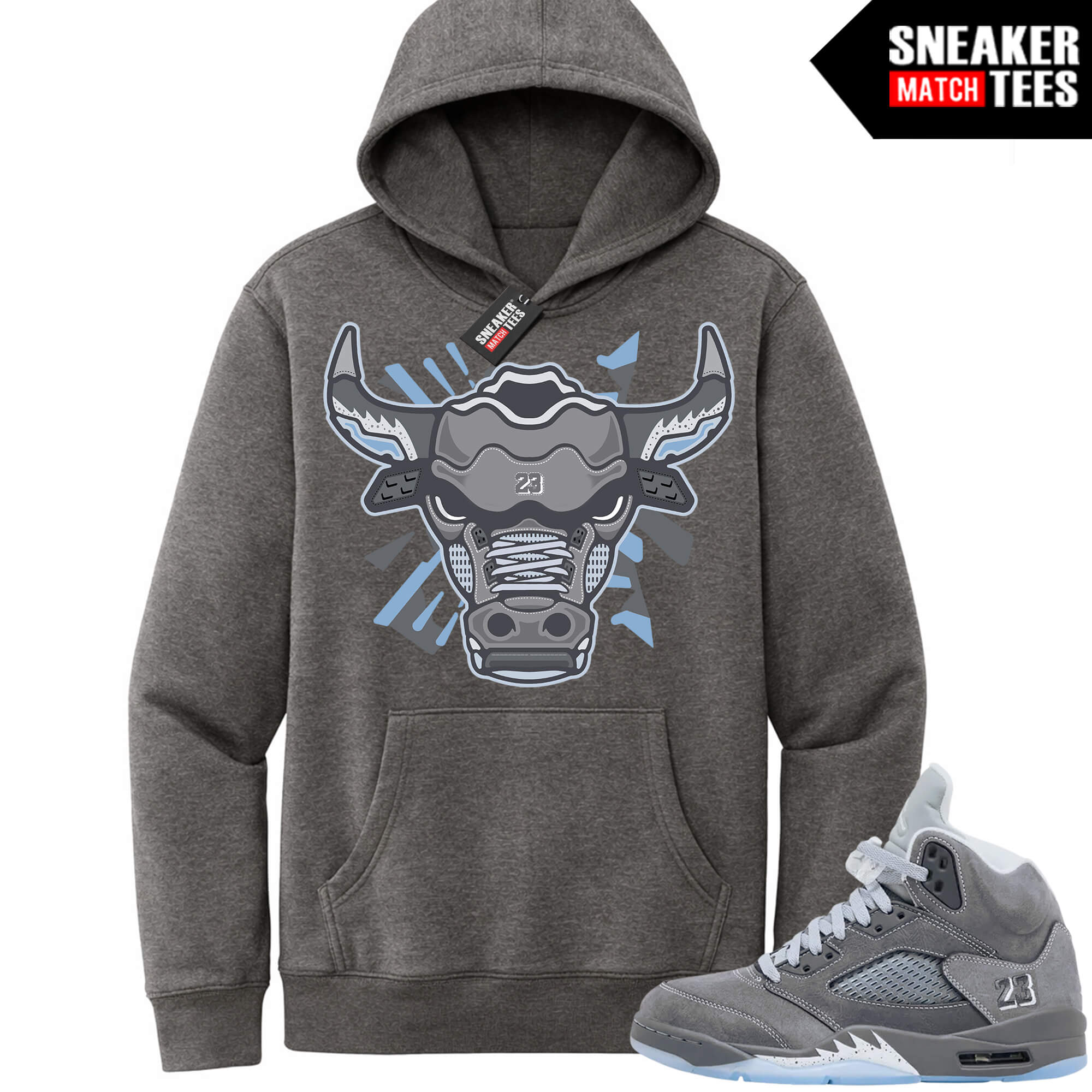 wolf grey 5s Sneaker Match Hoodie Grey Frost Retro 5 Bull