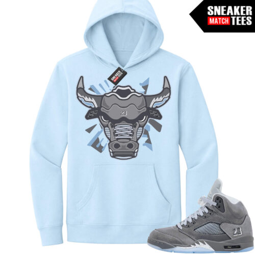 wolf grey 5s Sneaker Match Hoodie Icey Blue Retro 5 Bull
