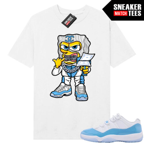 UNC 11 Low Sneaker Match Tees Shirt White Big Guy Savage Bob