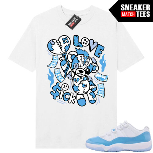 UNC 11 Low Sneaker Match Tees Shirt White Love Sick