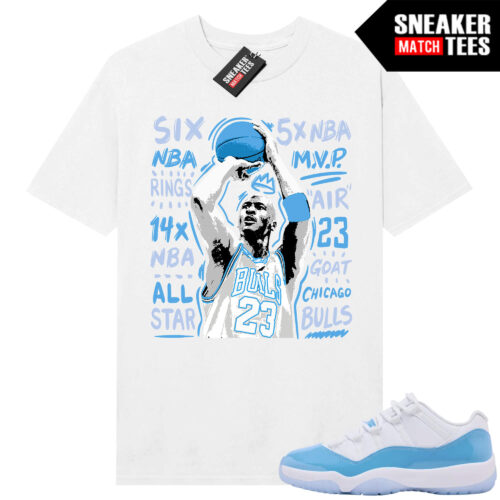UNC 11 Low Sneaker Match Tees Shirt White MJ Jumper