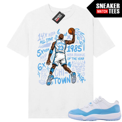 UNC 11 Low Sneaker Match Tees Shirt White MJ Slam Dunk