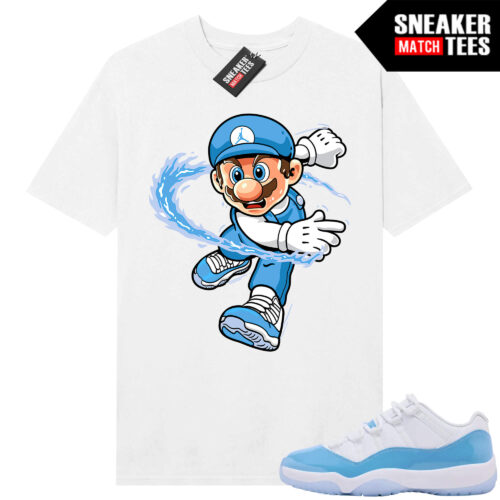 UNC 11 Low Sneaker Match Tees Shirt White Mario Fire Kicks