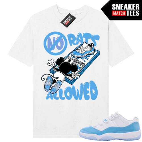 UNC 11 Low Sneaker Match Tees Shirt White No Rats Allowed