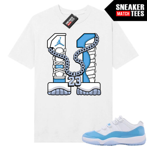 UNC 11 Low Sneaker Match Tees Shirt White Retro 11