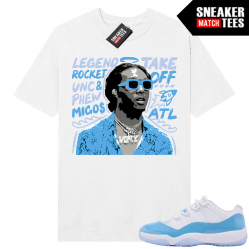 UNC 11 Low Sneaker Match Tees Shirt White Takeoff Tribute