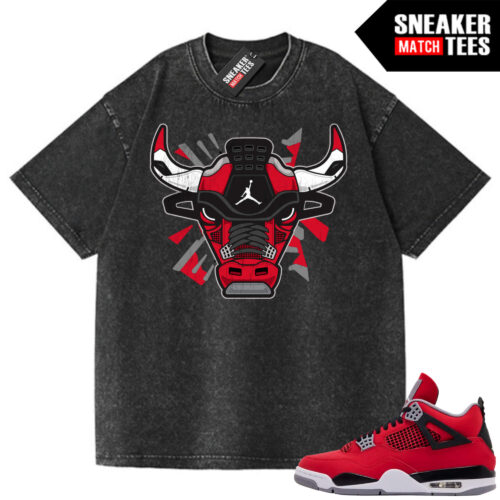 Toro Bravo 4s AJ4 Sneaker Match Oversized Vintage Wash Tee Black Retro Bull