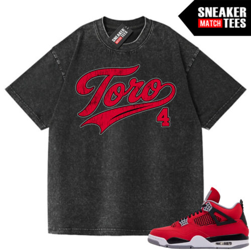 Toro Bravo 4s AJ4 Sneaker Match Oversized Vintage Wash Tee Black Toro Script