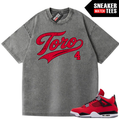 Toro Bravo 4s AJ4 Sneaker Match Oversized Vintage Wash Tee Grey Toro Script
