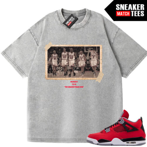 Toro Bravo 4s AJ4 Sneaker Match Oversized Vintage Wash Tee Light Grey Greatest Team Ever