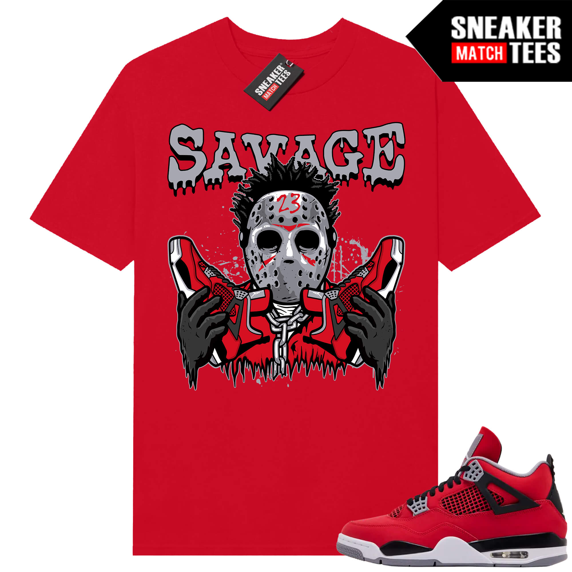 Toro Bravo 4s AJ4 Sneaker Match Tees Red 23 Savage