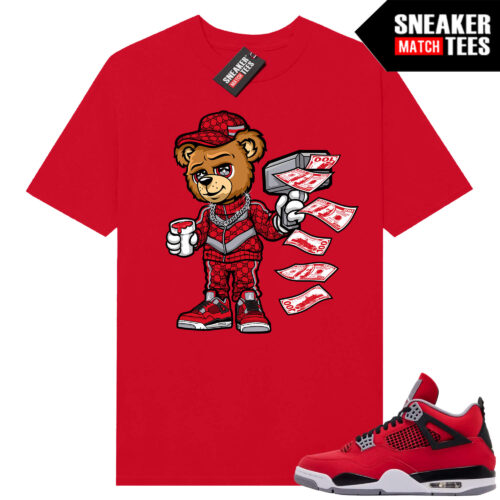 Toro Bravo 4s AJ4 Sneaker Match Tees Red Cash Canon Bear
