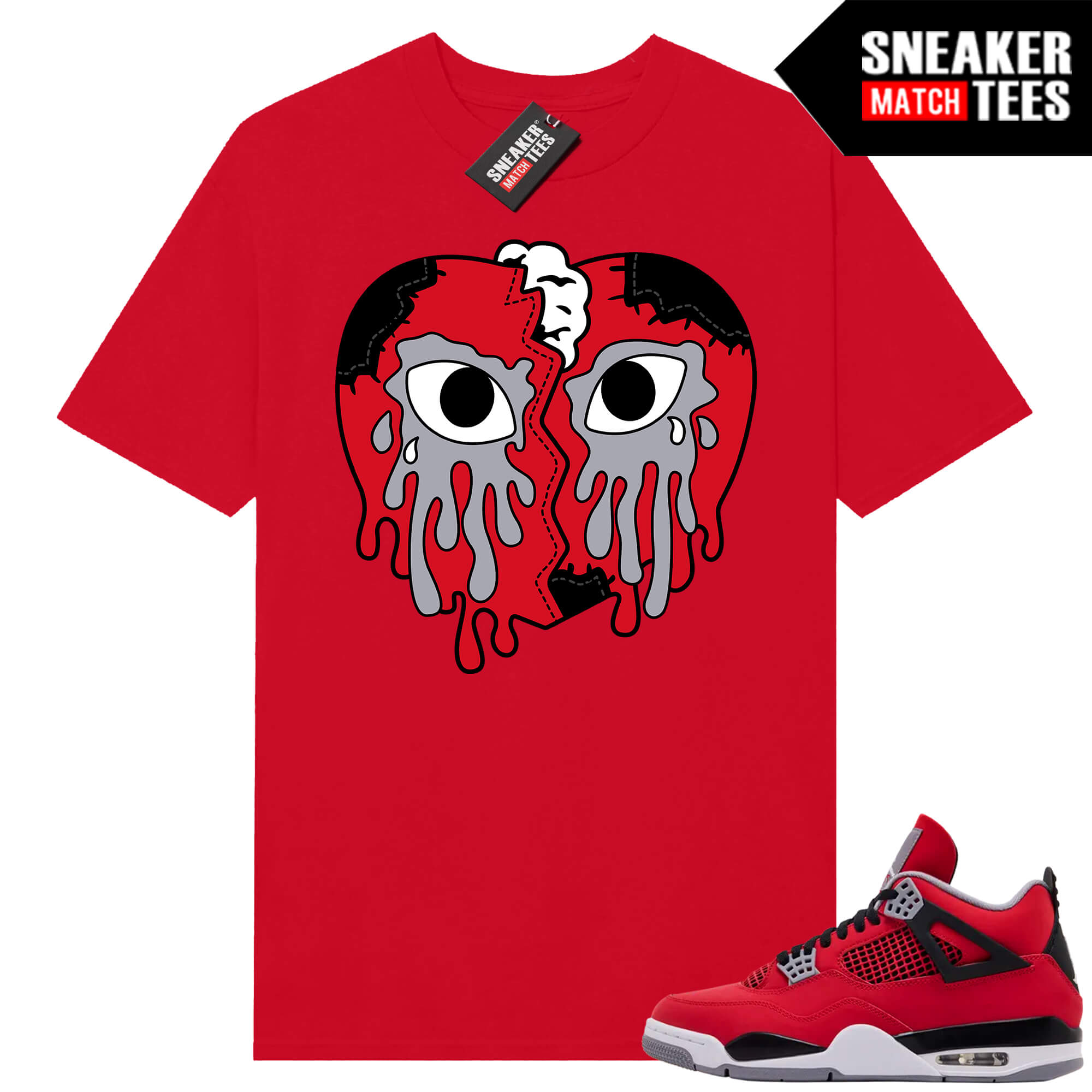 Toro Bravo 4s AJ4 Sneaker Match Tees Red Crying Heart