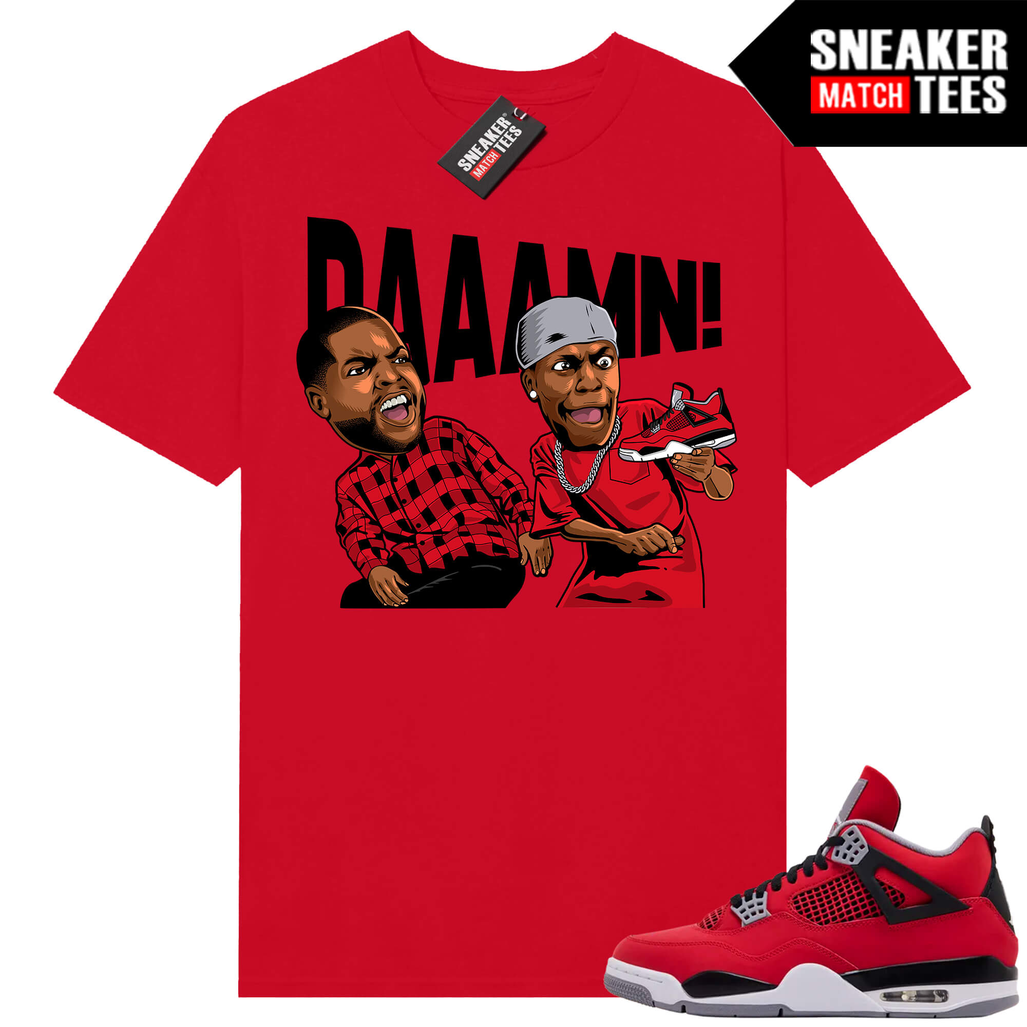 Toro Bravo 4s AJ4 Sneaker Match Tees Red DAAAMN