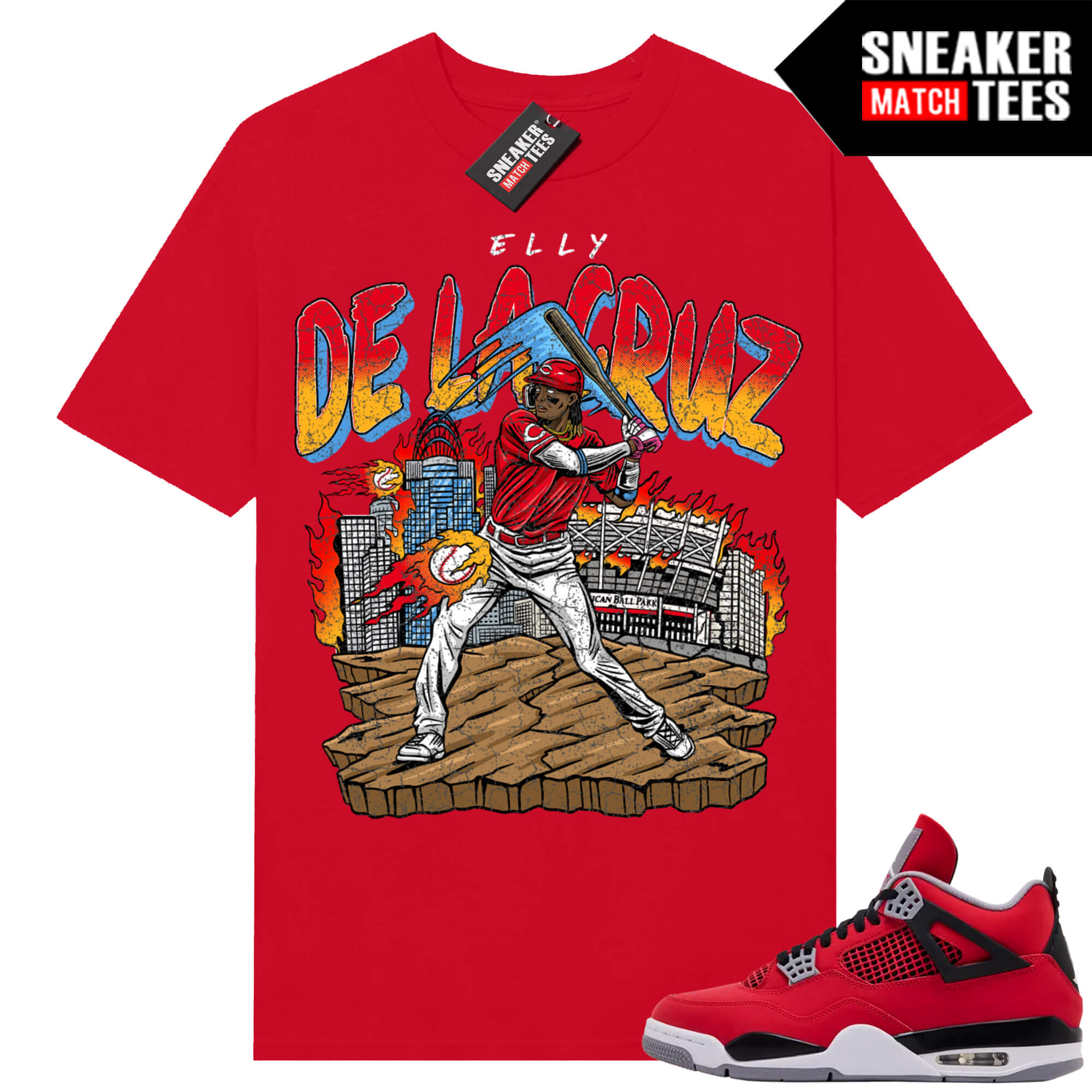 Toro Bravo 4s AJ4 Sneaker Match Tees Red Elly