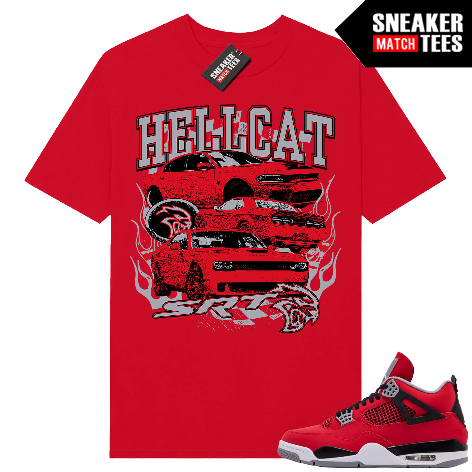 Toro Bravo 4s AJ4 Sneaker Match Tees Red Hellcat