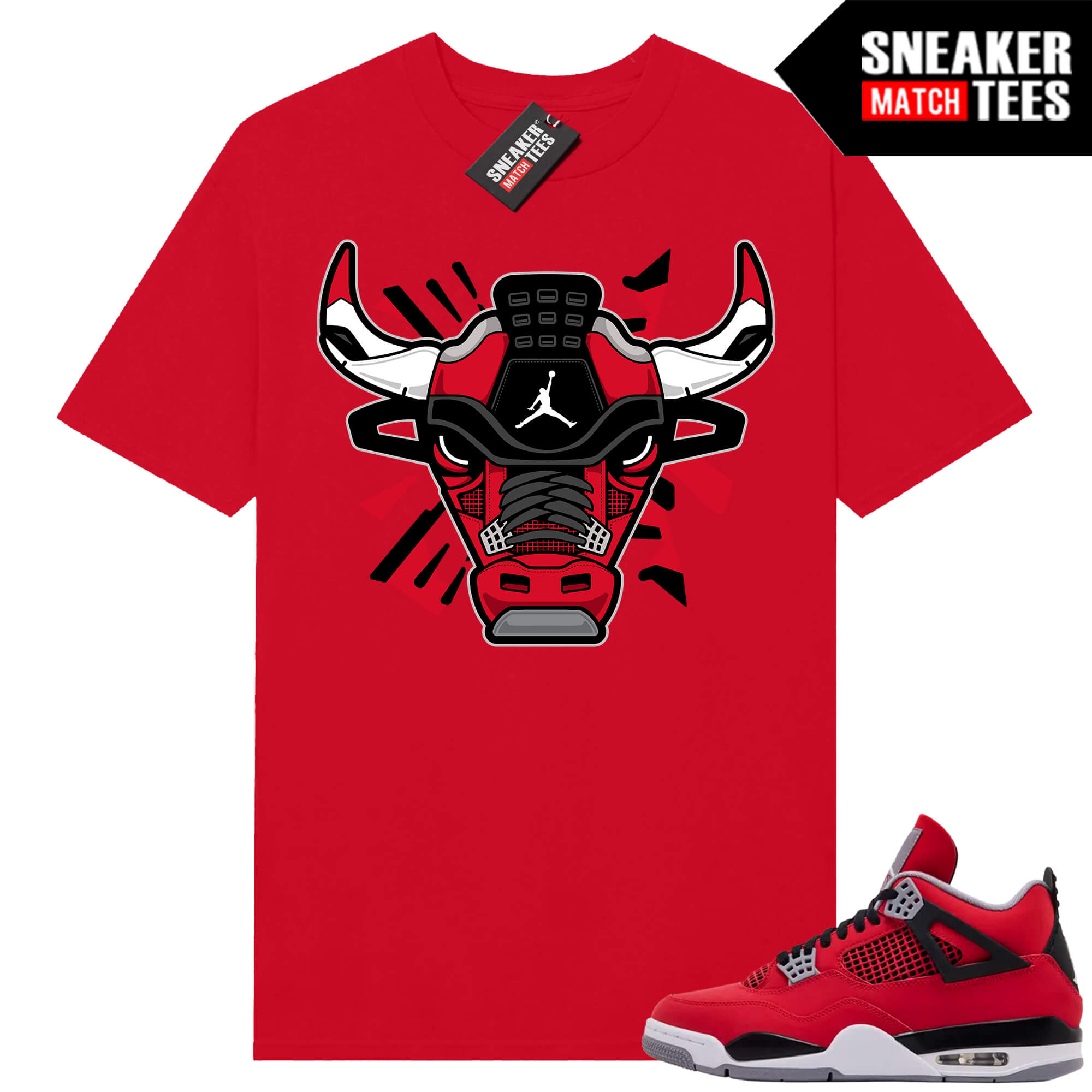 Toro Bravo 4s AJ4 Sneaker Match Tees Red Retro Bull