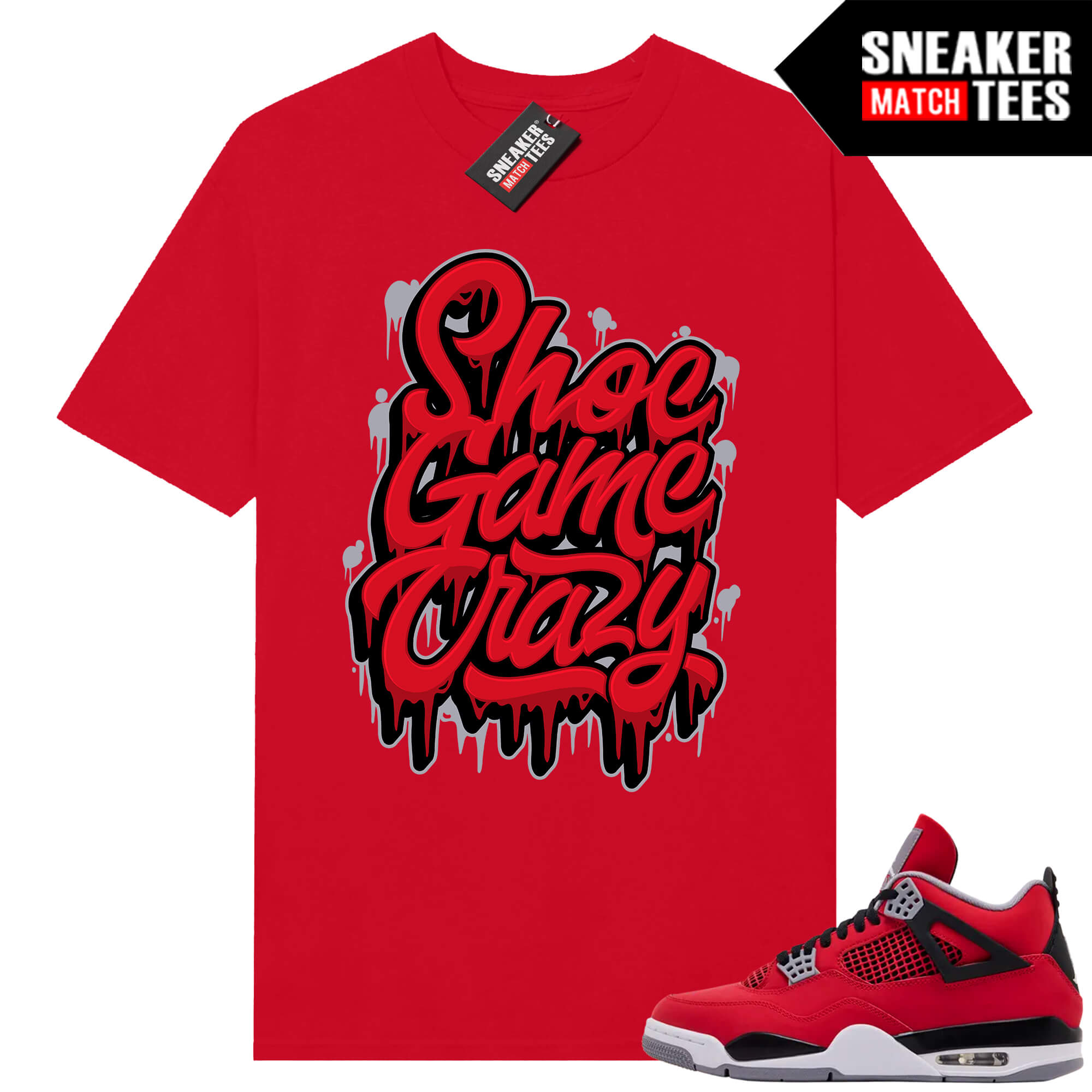 Toro Bravo 4s AJ4 Sneaker Match Tees Red Shoe Game Crazy