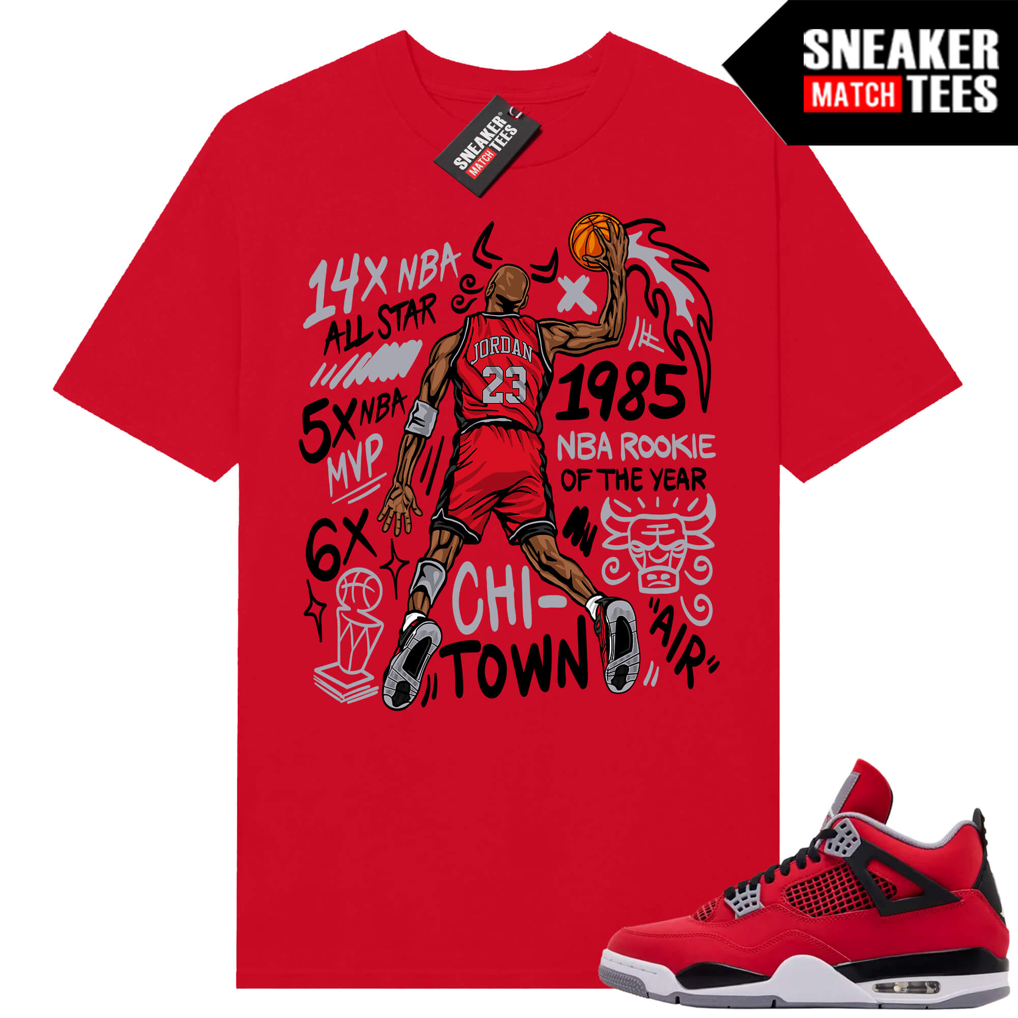 Toro Bravo 4s AJ4 Sneaker Match Tees Red Slam Dunk