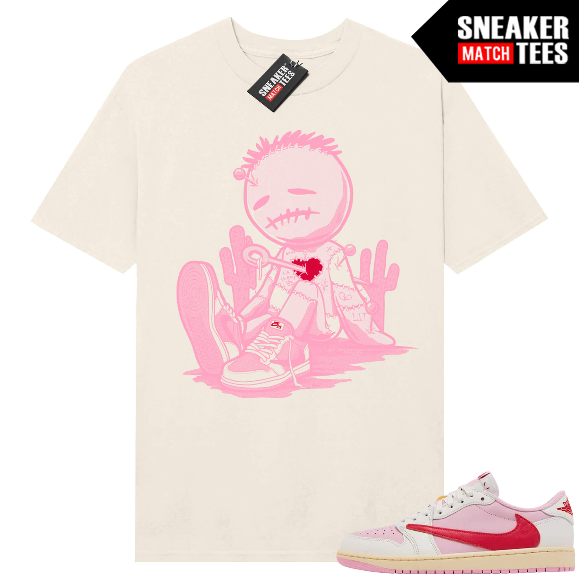 Travis 1 low Sail Tropical Pink Sneaker Match Tees Sail Voodoo Cactus Jack