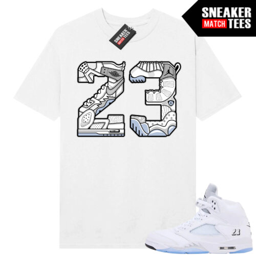 White Metallic 5 AJ5 Sneaker Match Tees White Shirt 23 Retro Mashup
