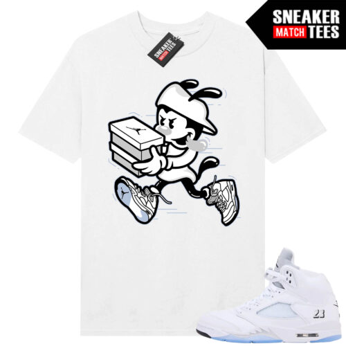 White Metallic 5 AJ5 Sneaker Match Tees White Shirt Double Up