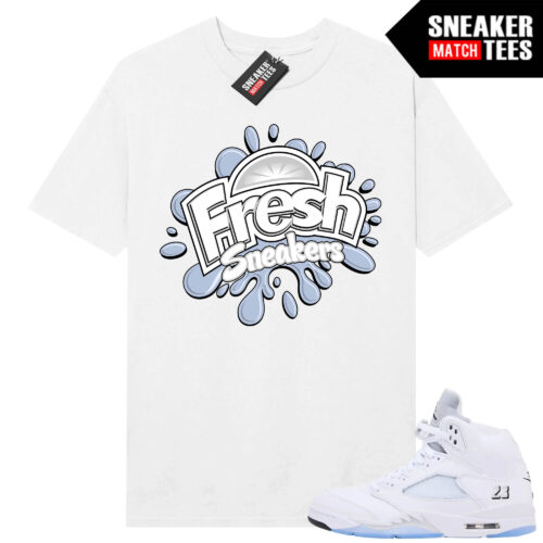 White Metallic 5 AJ5 Sneaker Match Tees White Shirt Fresh Sneakers