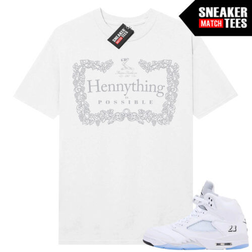 White Metallic 5 AJ5 Sneaker Match Tees White Shirt Hennything