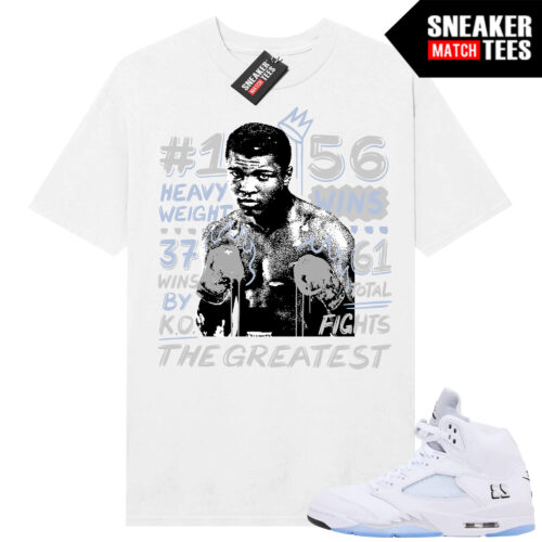 White Metallic 5 AJ5 Sneaker Match Tees White Shirt The Greatest