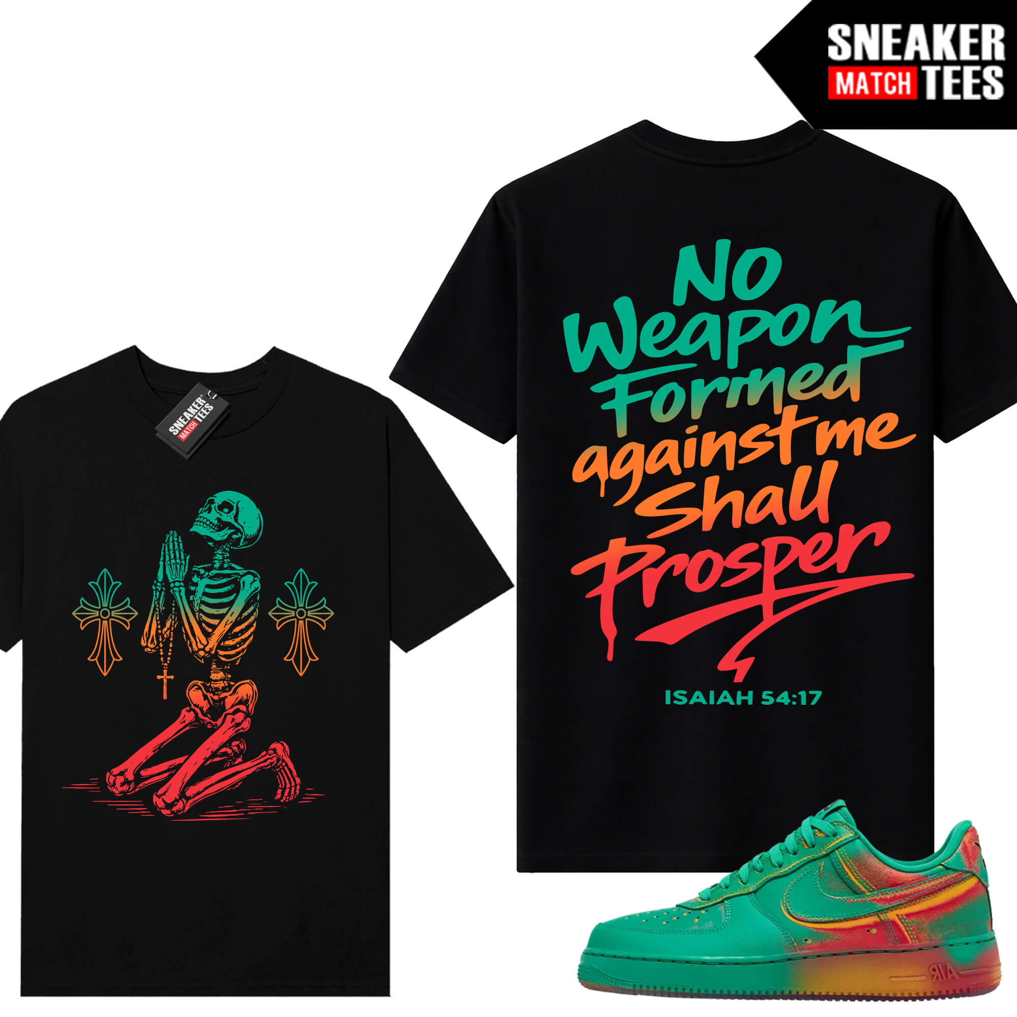 AF1 Low Stadium Green Crimson Sneaker Match Tees Black No Weapon