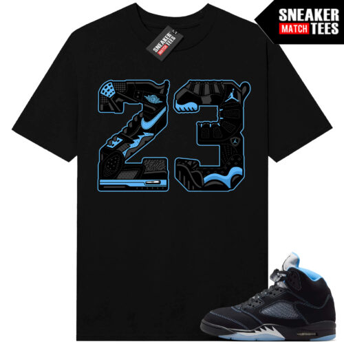 Black Carolina 5 AJ5 Sneaker Match Tees Black 23 Mashup
