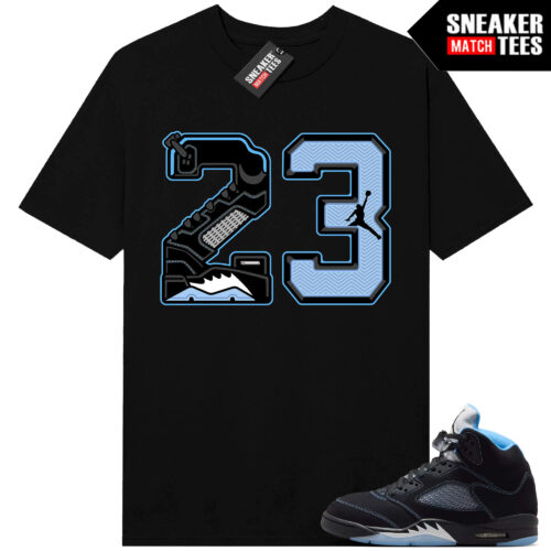 Black Carolina 5 AJ5 Sneaker Match Tees Black 23 Sole