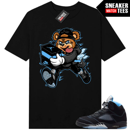Black Carolina 5 AJ5 Sneaker Match Tees Black Bear Sneaker Heist