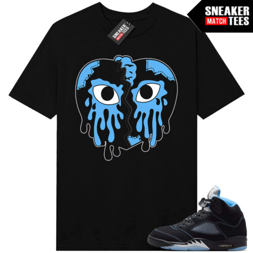 Black Carolina 5 AJ5 Sneaker Match Tees Black Crying Heart