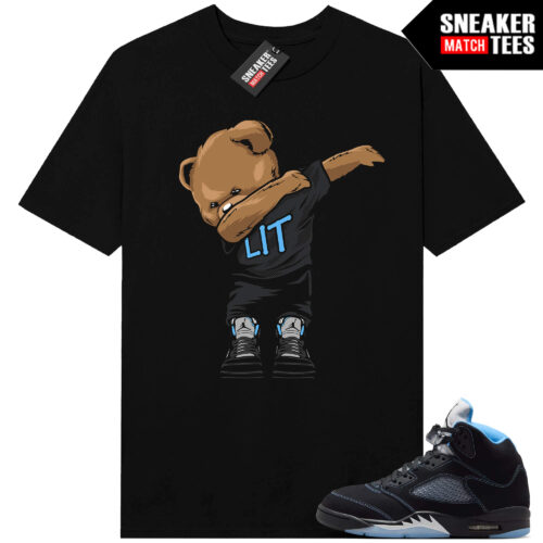 Black Carolina 5 AJ5 Sneaker Match Tees Black Dabin Bear