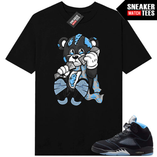 Black Carolina 5 AJ5 Sneaker Match Tees Black Designer Bear
