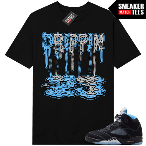 Black Carolina 5 AJ5 Sneaker Match Tees Black Drippin 23