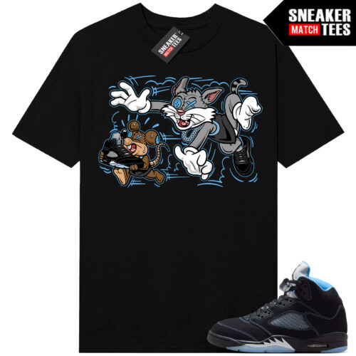 Black Carolina 5 AJ5 Sneaker Match Tees Black Finessed