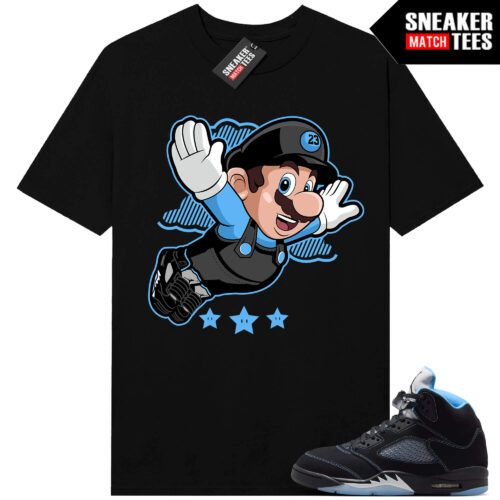 Black Carolina 5 AJ5 Sneaker Match Tees Black Fly Mario