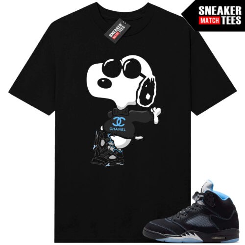 Black Carolina 5 AJ5 Sneaker Match Tees Black Fly Snoopy