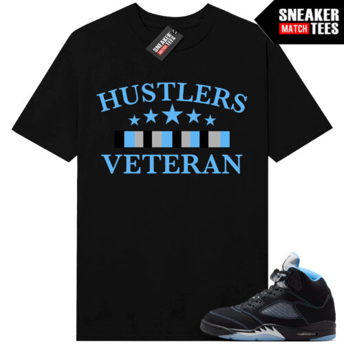 Black Carolina 5 AJ5 Sneaker Match Tees Black Hustlers Veteran