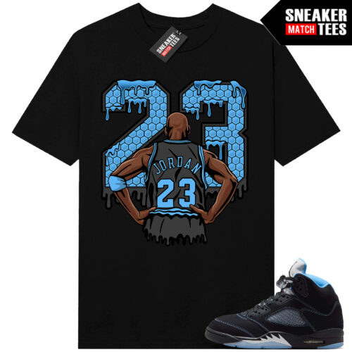 Black Carolina 5 AJ5 Sneaker Match Tees Black MJ 23 is Back